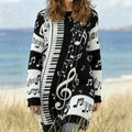Comstylish Piano Keys Music Notes Contrast Cozy Sweater Dress