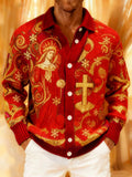 Comstylish Men's Retro Christmas Faith Print Knit Sweater