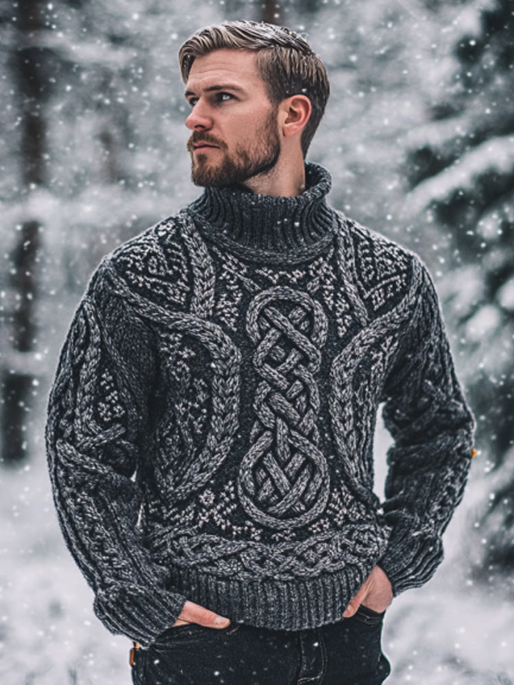 Men's Vintage Viking Inspired Celtic Jacquard Sweater artswardrobe