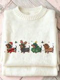 Cute Dachshund Christmas Embroidered Cozy Knit Sweater artswardrobe