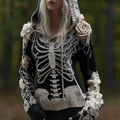 Comstylish Ladies' Halloween Line Art Dark Style Knit Sweater