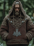 Men's Vintage Viking Celtic Knot Splicing Long-sleeved Hooded Sweater artswardrobe