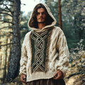 Men's Irish Celtic Knotted Chunky Cable Knit Hooded Sweater artswardrobe