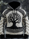 Men's Viking Tribal Tree Of Life Celtic Knot Chunky Hooded Sweater elevenforest