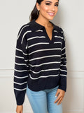 Pilar® | Knitted sweater with dropped shoulders and striped print