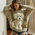 Vintage Lovely Fuzzy Dog Embroidered Cozy Knit Sweater artswardrobe