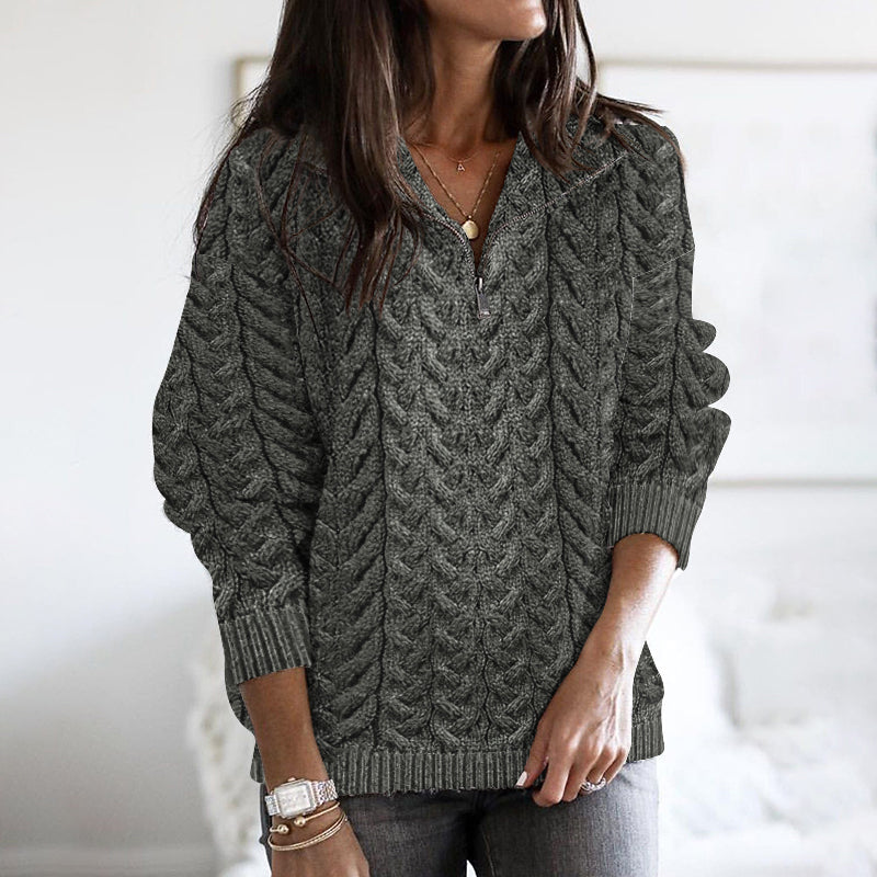 Women's Super Soft Honeycomb Half Zip Aran Sweater artswardrobe