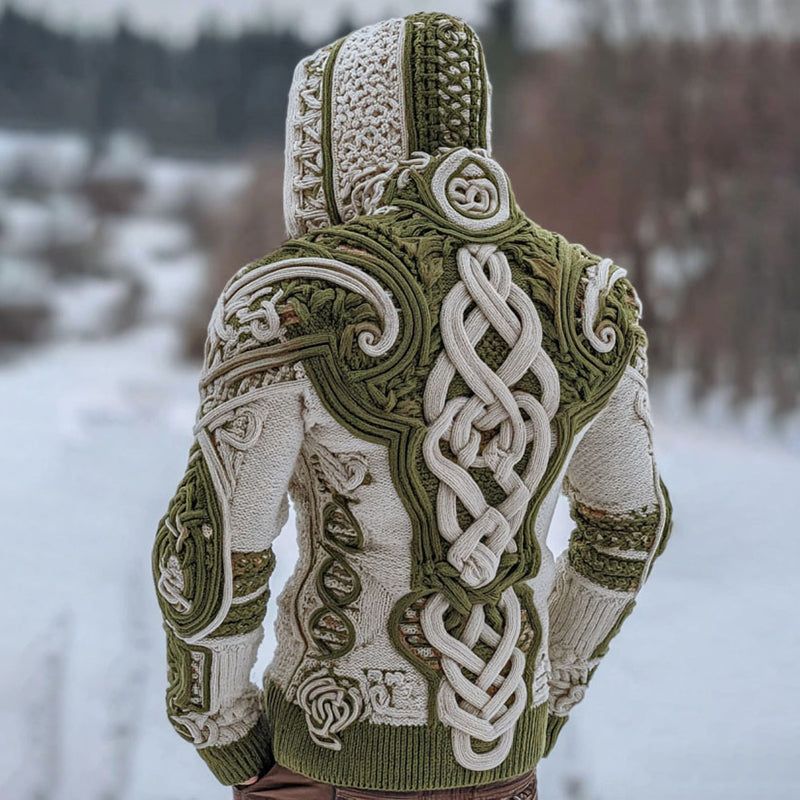 Men's Viking Celtic Knot Color Block Cozy Hooded Sweater artswardrobe