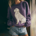 Fuzzy Golden Retriever Dog Family Felt Cozy Knit Sweater elevenforest