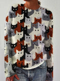 Colorful Cats Knit Art Cozy Sweater elevenforest