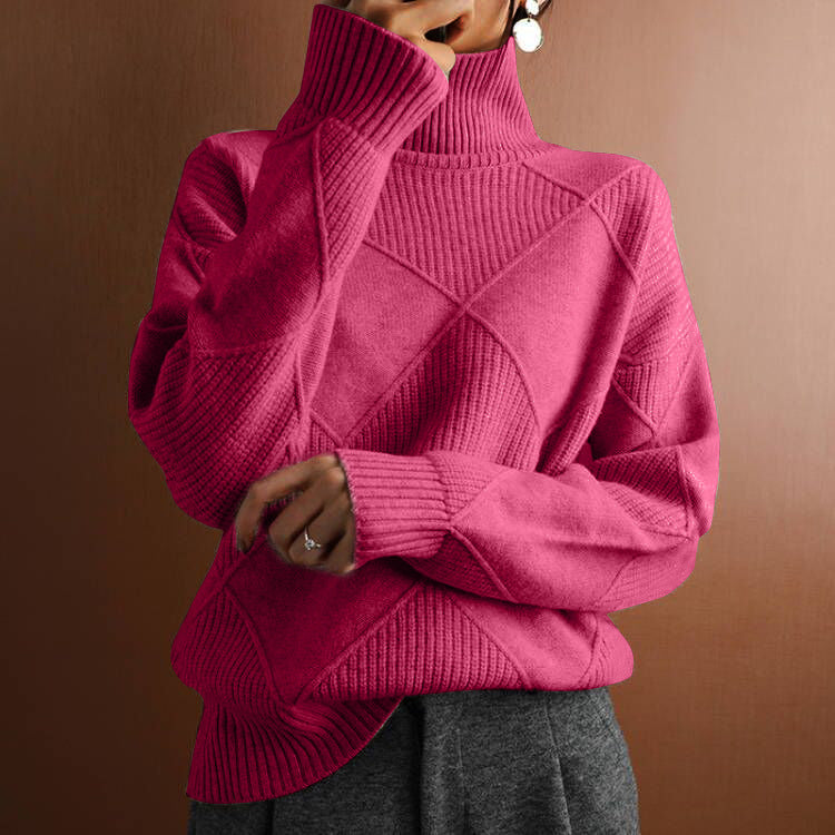 Loose Turtleneck Warm Sweater Solid Color Knitted Sweater elevenforest