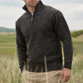 Men'S Vintage Knit Zip Neck Turtleneck Sweater artswardrobe