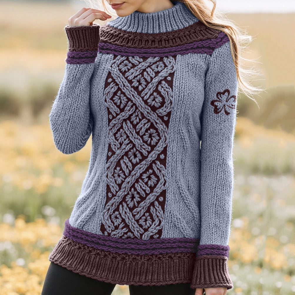 Women's Celtic Classic Knotted Contrast Jacquard Sweater artswardrobe