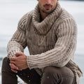Men's Vintage Jacquard Chunky Knit Warm Turtleneck Sweater artswardrobe