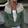 Vintage Icelandic Pattern Cozy Button Sweater elevenforest