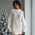 Classy Christmas Snowy Landscape Cozy Sweater Dress