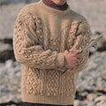 Men'S Vintage Cable Jacquard Knit Crew Neck Sweater artswardrobe