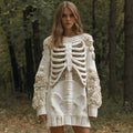 Comstylish Women's Vintage Skull Rose Comfortable Elegant Sweater Dress