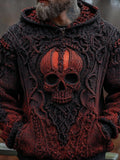 Men's Vintage Spooky Skull Gradient Chunky Hooded Sweater artswardrobe