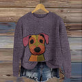 Comstylish Colorful Dog Embroidery Art Cozy Sweater