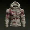 Men's Vintage Halloween Bandage Art Cozy Casual Zipper Up Hooded Sweater artswardrobe