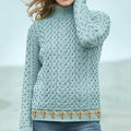 Women's Celtic Cross Embroidered Aran Sweater artswardrobe