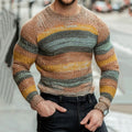 Men'S Retro Stripe Art Cozy Knit Sweater artswardrobe