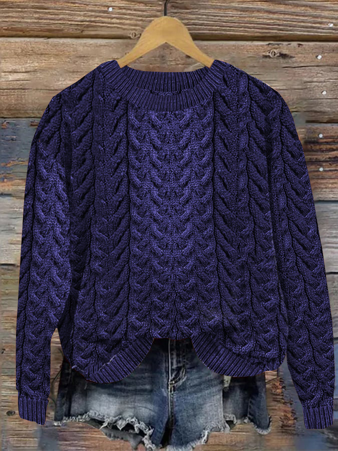 Women's Super Soft Honeycomb Aran Crew Neck Sweater artswardrobe