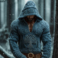 Viking Tree Of Life Men's Chunky Knit Hooded Sweater artswardrobe