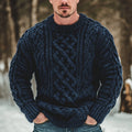 Men's Vintage Fairman Island Jacquard Thick Warm Crew Neck Sweater elevenforest