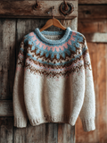 Women's Retro Autumn And Winter Knitted Round Neck Sweater artswardrobe