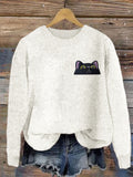 Comstylish Women's Casual Funny Black Cat Print Sweater