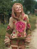 Boho Vintage Floral Women's Knit Hooded Sweater artswardrobe