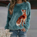 Vintage Fox Art Women's Cozy Plush Sweater