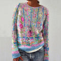 Vintage Floral Print Knitted Pullover Sweater artswardrobe