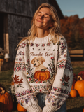 Women's Autumn/winter Thanksgiving Round Neck Warmth-giving Knit Sweater artswardrobe