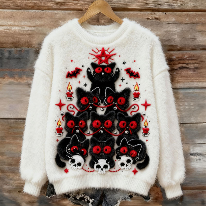 Women's Christmas Cat Tree Sweater elevenforest