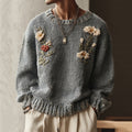 Men's Vintage Floral Jacquard Art Cozy Sweater artswardrobe