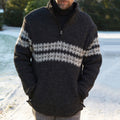 Vintage Warmth Norwool Icelandic Knit Jacquard Half Zip Collar Sweater（Unisex ） elevenforest