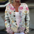 Tribal Lovely Floral Art Print Knit Button Sweater artswardrobe