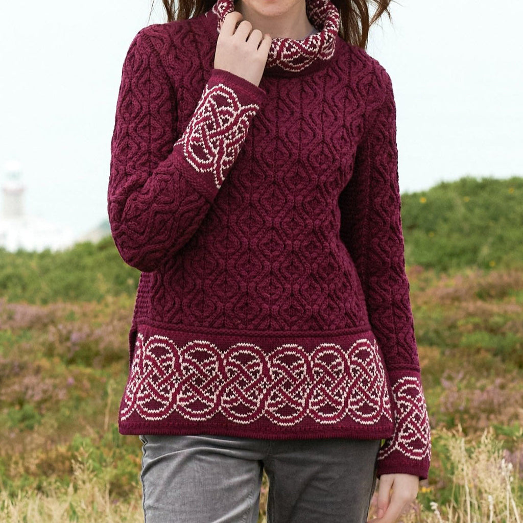 Woman Celtic Jacquard Aran Sweater artswardrobe