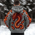 Men's Viking Dragon Celtic Thick Knit Zip-up Hooded Sweater artswardrobe