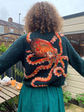 Women's Felt Art Octopus Pattern Cozy Knit Sweater artswardrobe
