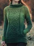 Vintage Irish Celtic Gradient Turtleneck Sweater artswardrobe