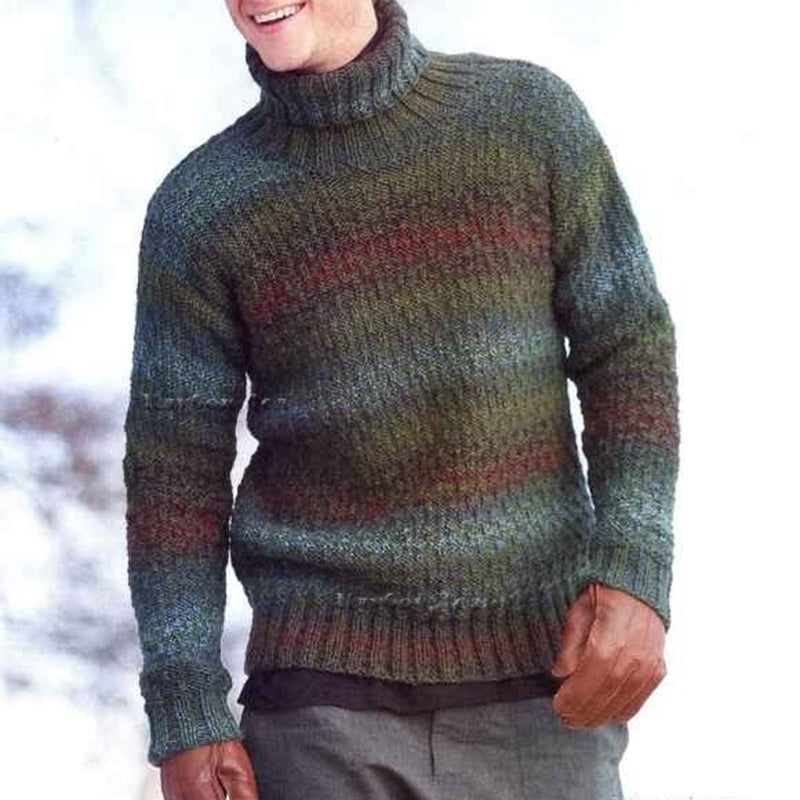 Men's Vintage Gradient Knitted Turtleneck Sweater artswardrobe