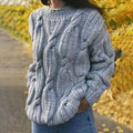 Women'S Vintage Chunky Jacquard Knit Crew Neck Sweater artswardrobe