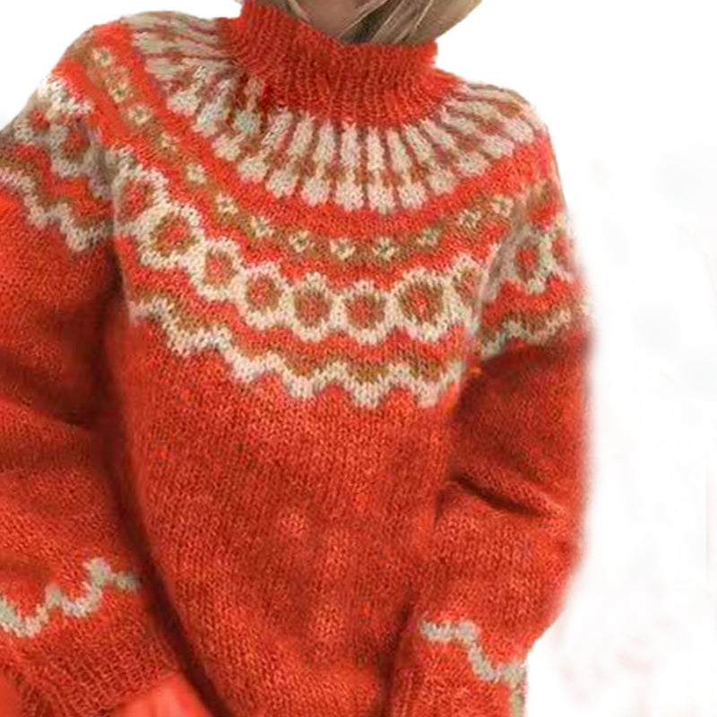 Vintage Turtleneck Pullover Chunky Jacquard Sweater elevenforest