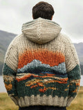 Men's Scotland Landscape Knit Cozy Chunky Hooded Sweater elevenforest
