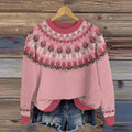 Vintage Fairman Island Floral Pattern Cozy Crew Neck Sweater elevenforest
