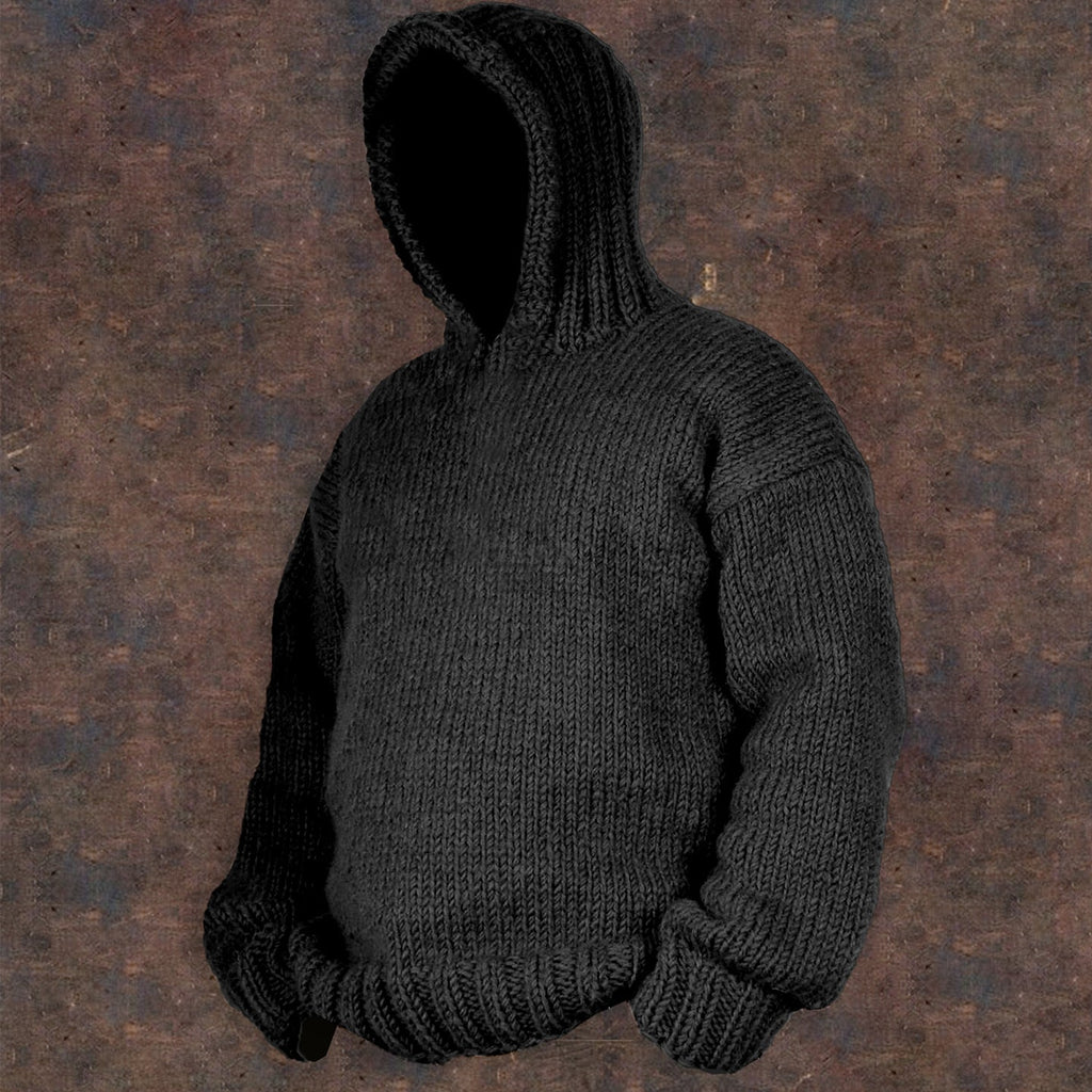Vintage Cable Knit Basic Hooded Sweater elevenforest